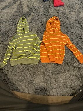 Striped Hooded Sweater Duo - Green & Orange